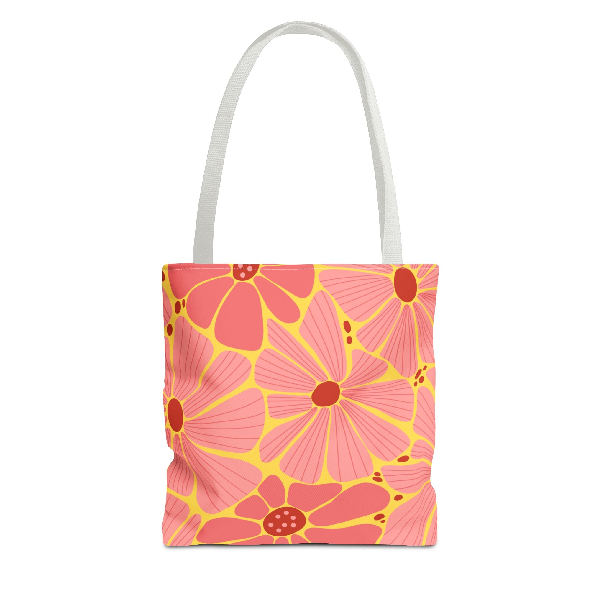 Floral Pink Daisies Tote Bag – Retro Summer Flower Market Tote