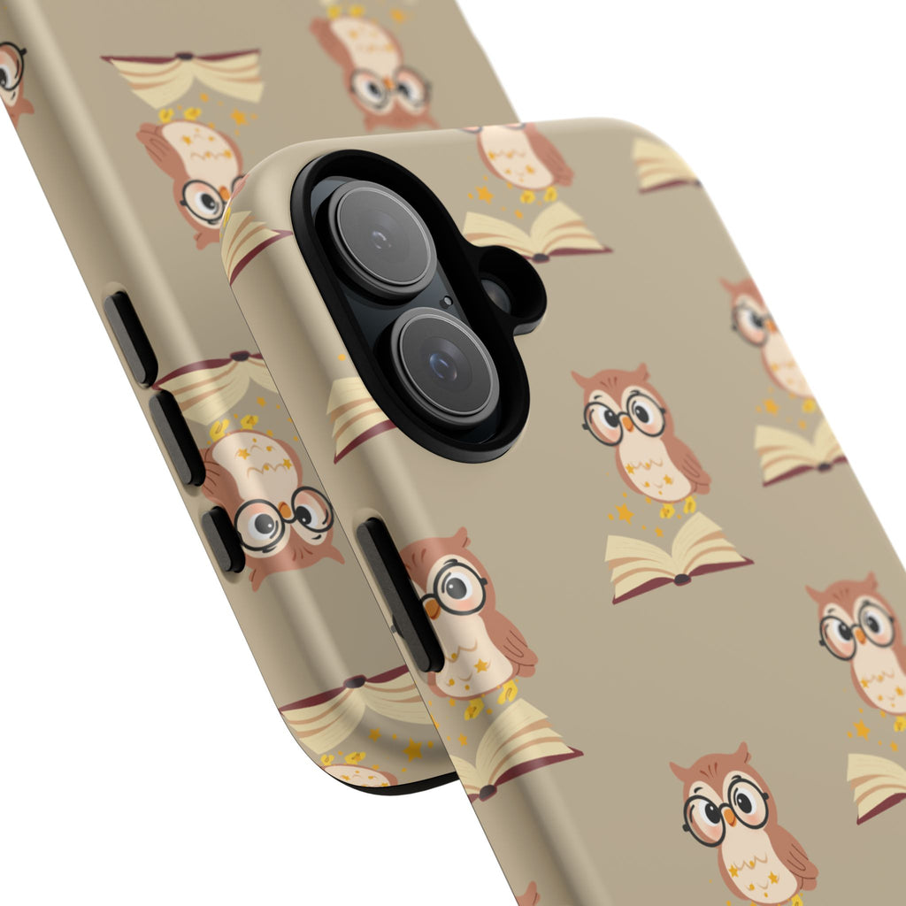 Owl & Book Pattern Tough Phone Case — Cute Study-Themed Protective Cover