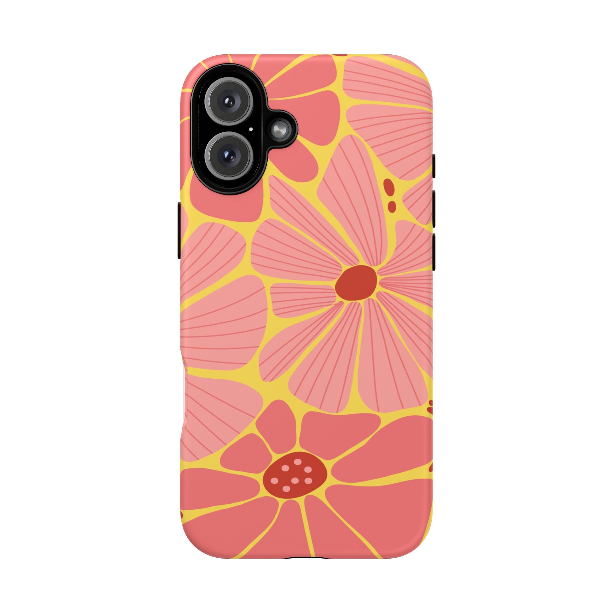Floral Retro Phone Case – Pink & Coral Daisy Protective Cover