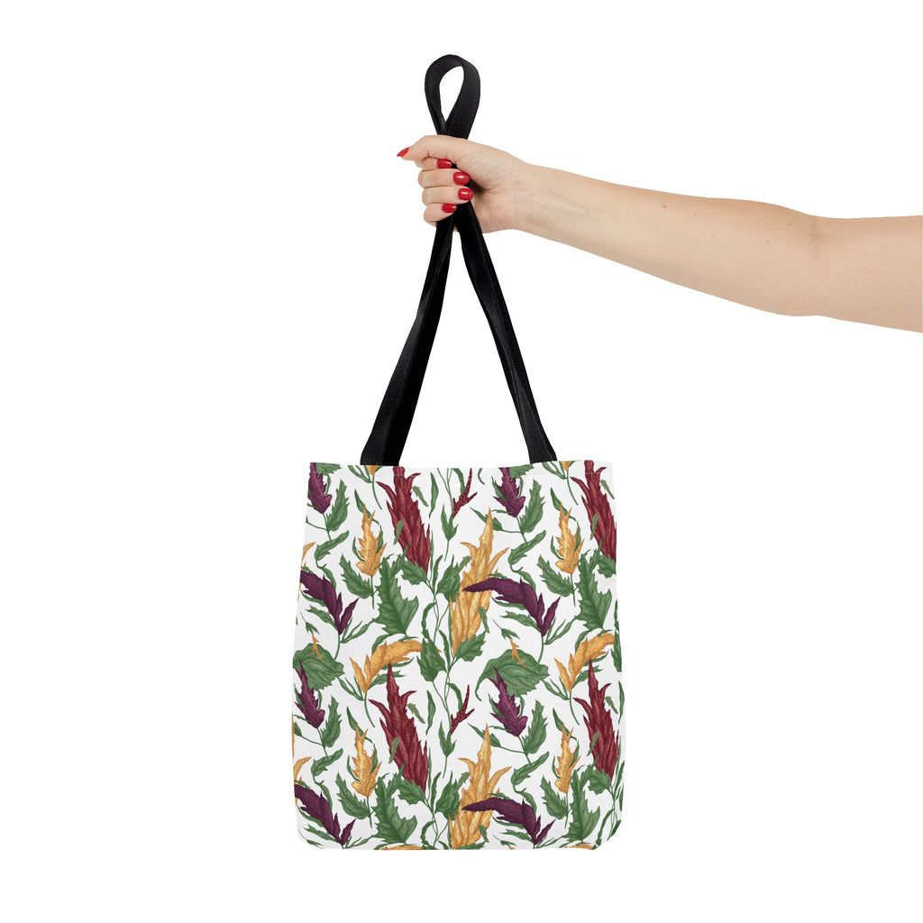 Autumn Feather Pattern Tote Bag – Colorful Fall Leaves & Feathers All-Over Print