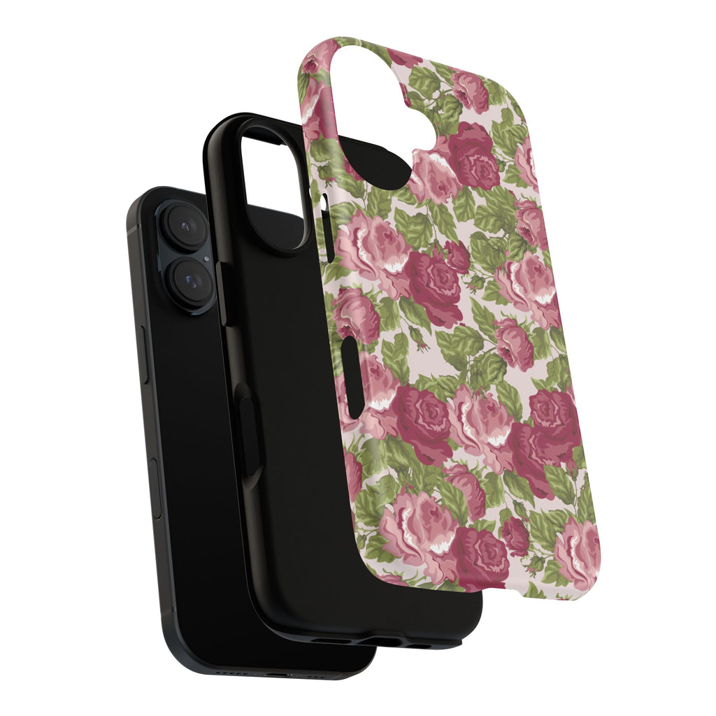 Floral Vintage Rose Tough Phone Case — Pink Garden Protective Cover
