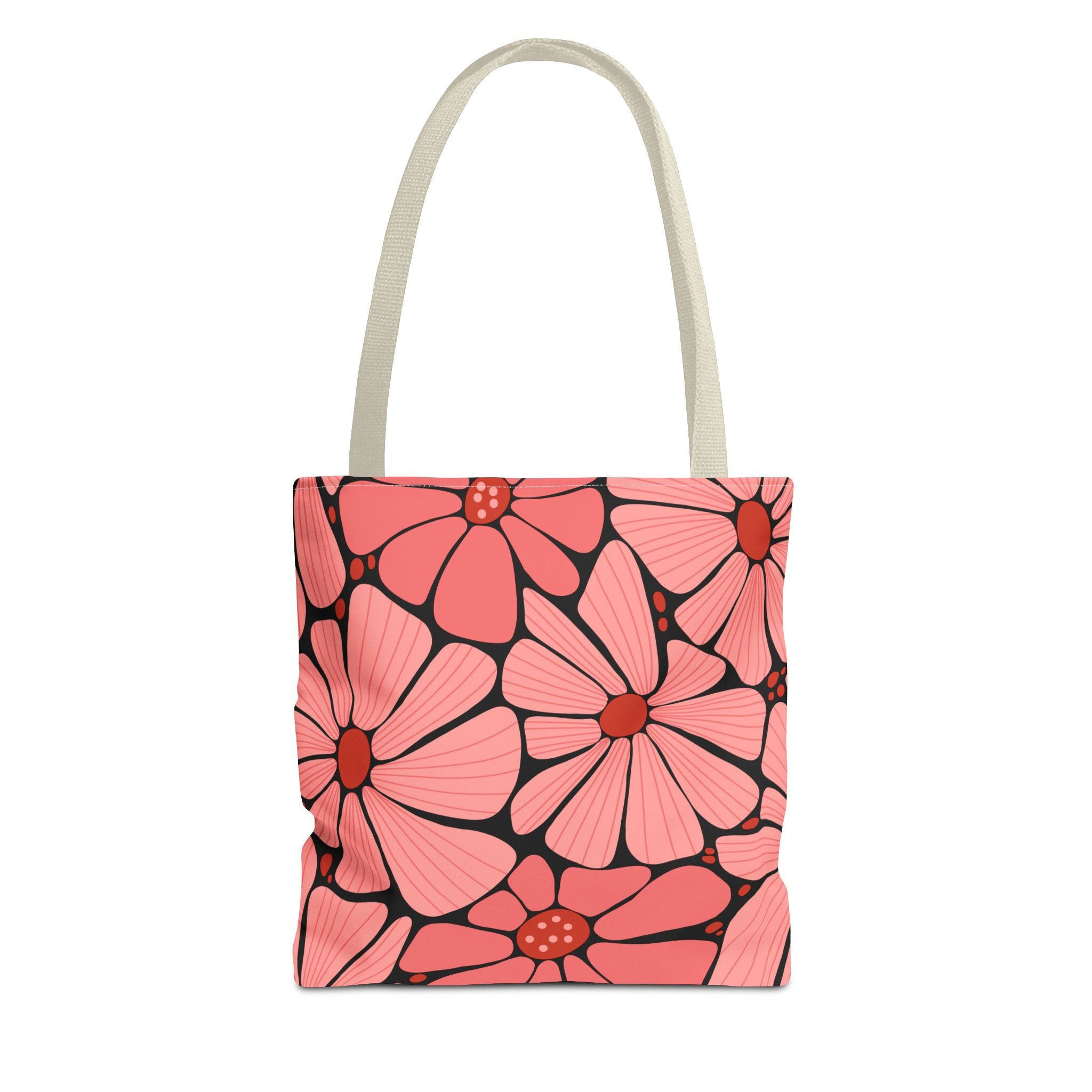 Pink Retro Floral Tote Bag - All-Over Print