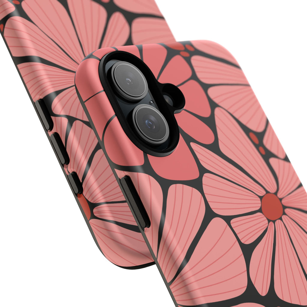 Floral Art Deco Tough Phone Case — Orange & Teal Botanical Pattern