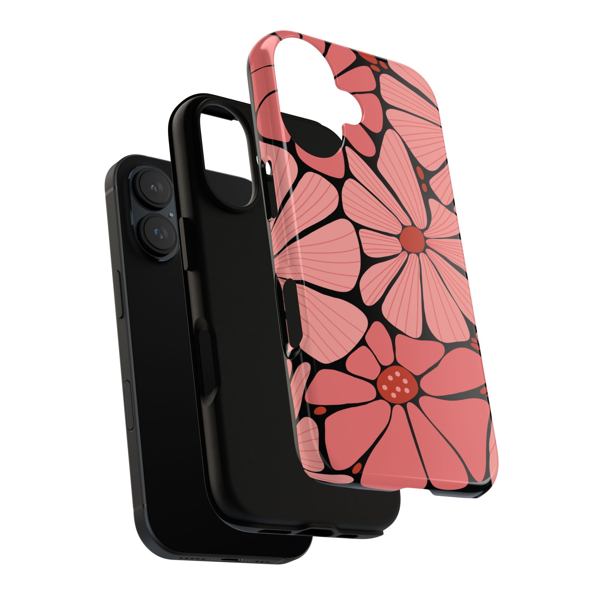 Floral Art Deco Tough Phone Case — Orange & Teal Botanical Pattern