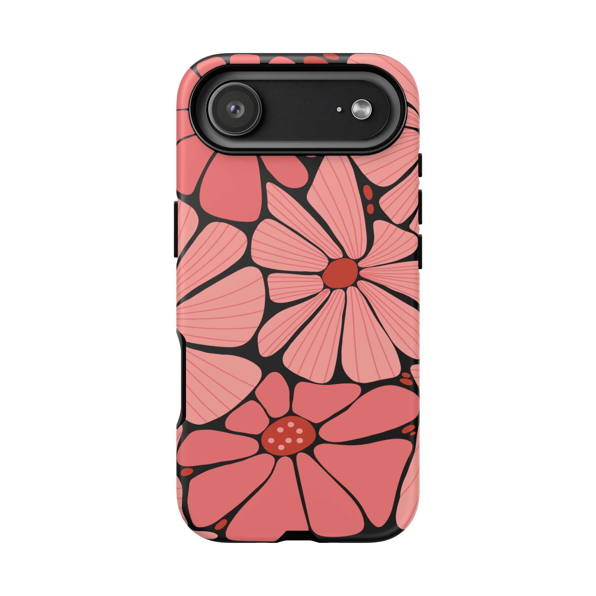 Floral Art Deco Tough Phone Case — Orange & Teal Botanical Pattern