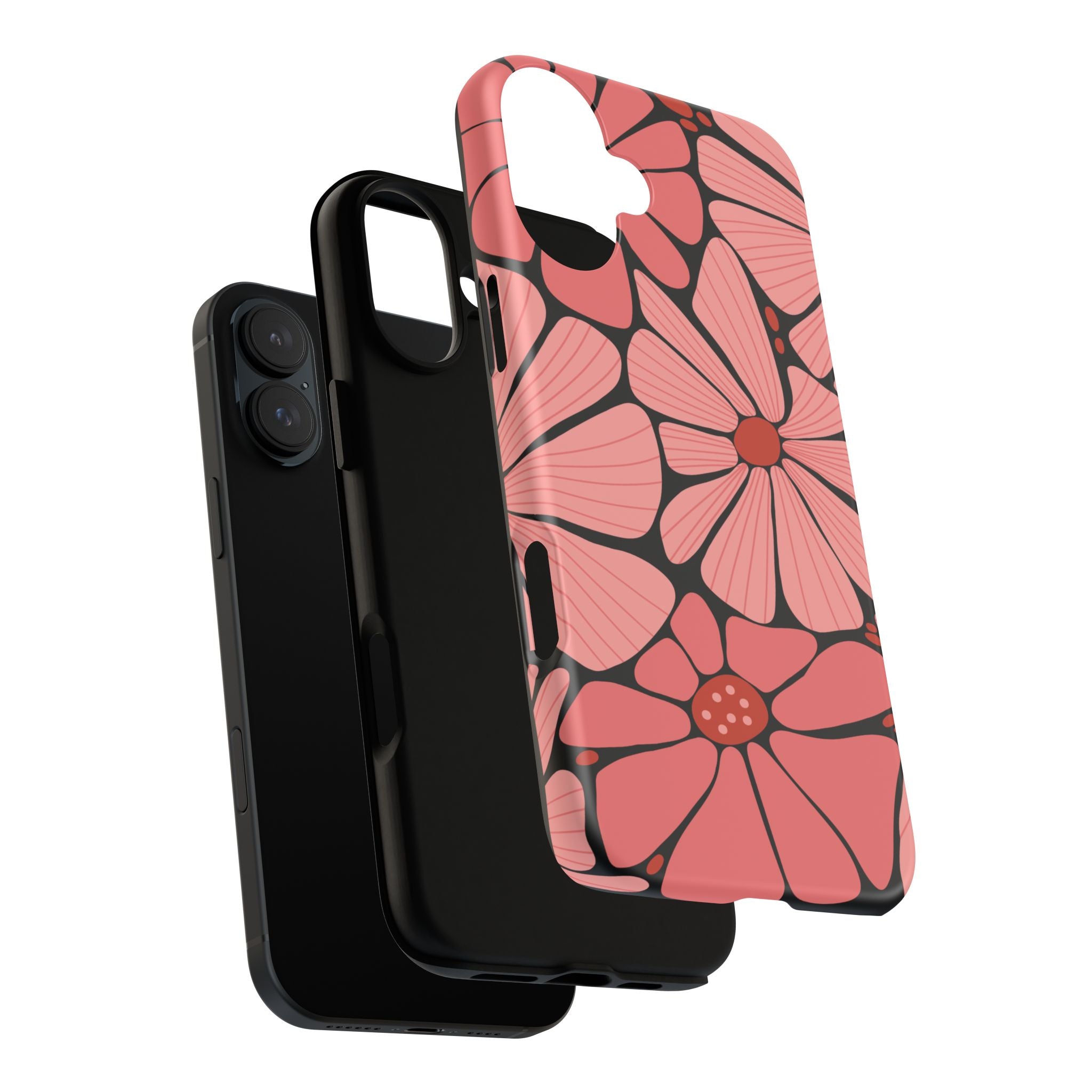 Floral Art Deco Tough Phone Case — Orange & Teal Botanical Pattern