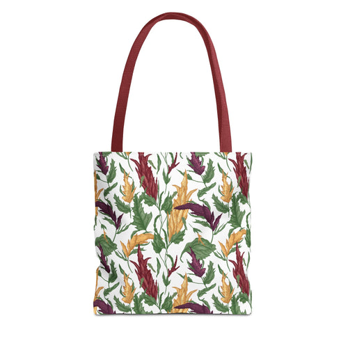 Autumn Feather Pattern Tote Bag – Colorful Fall Leaves & Feathers All-Over Print