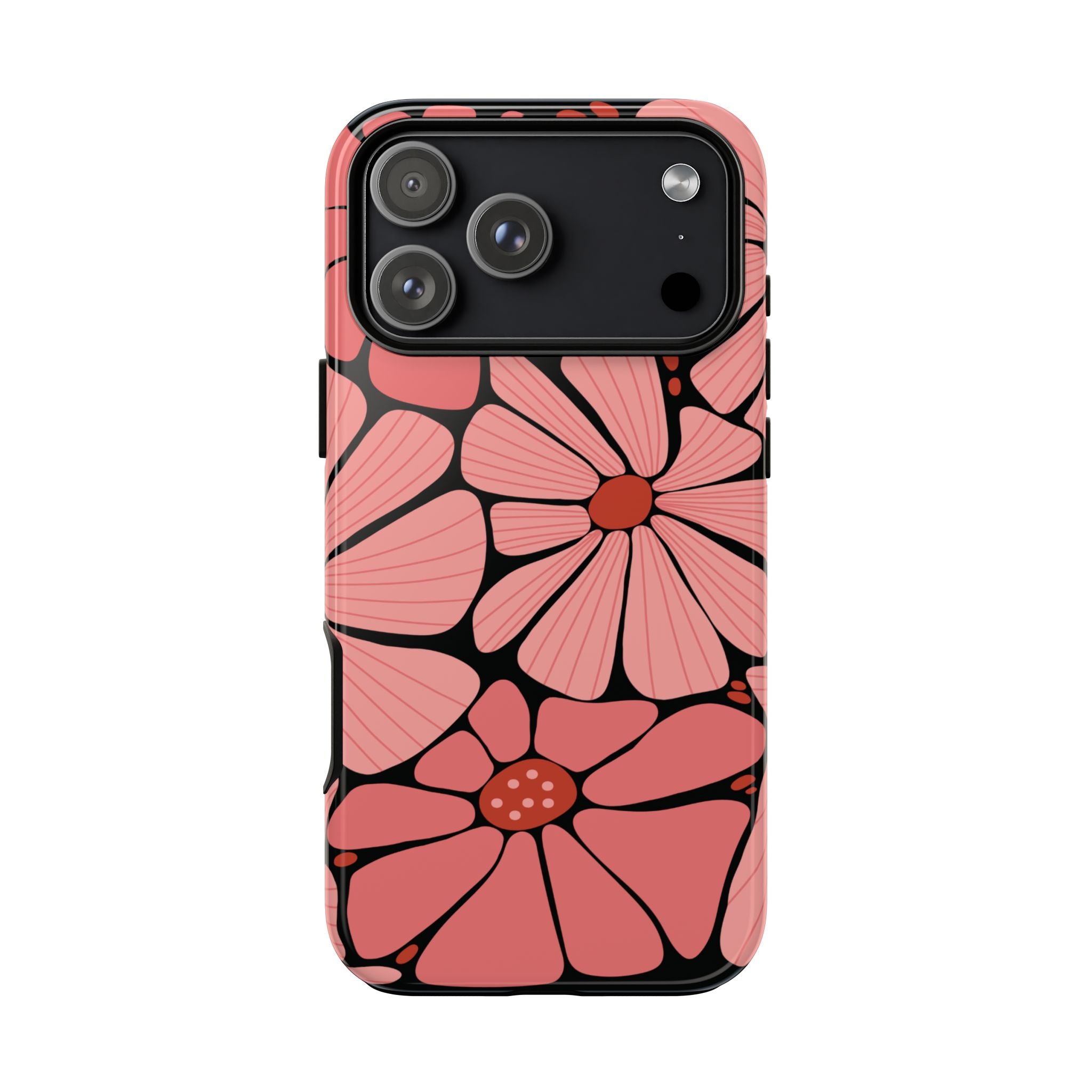 Floral Art Deco Tough Phone Case — Orange & Teal Botanical Pattern