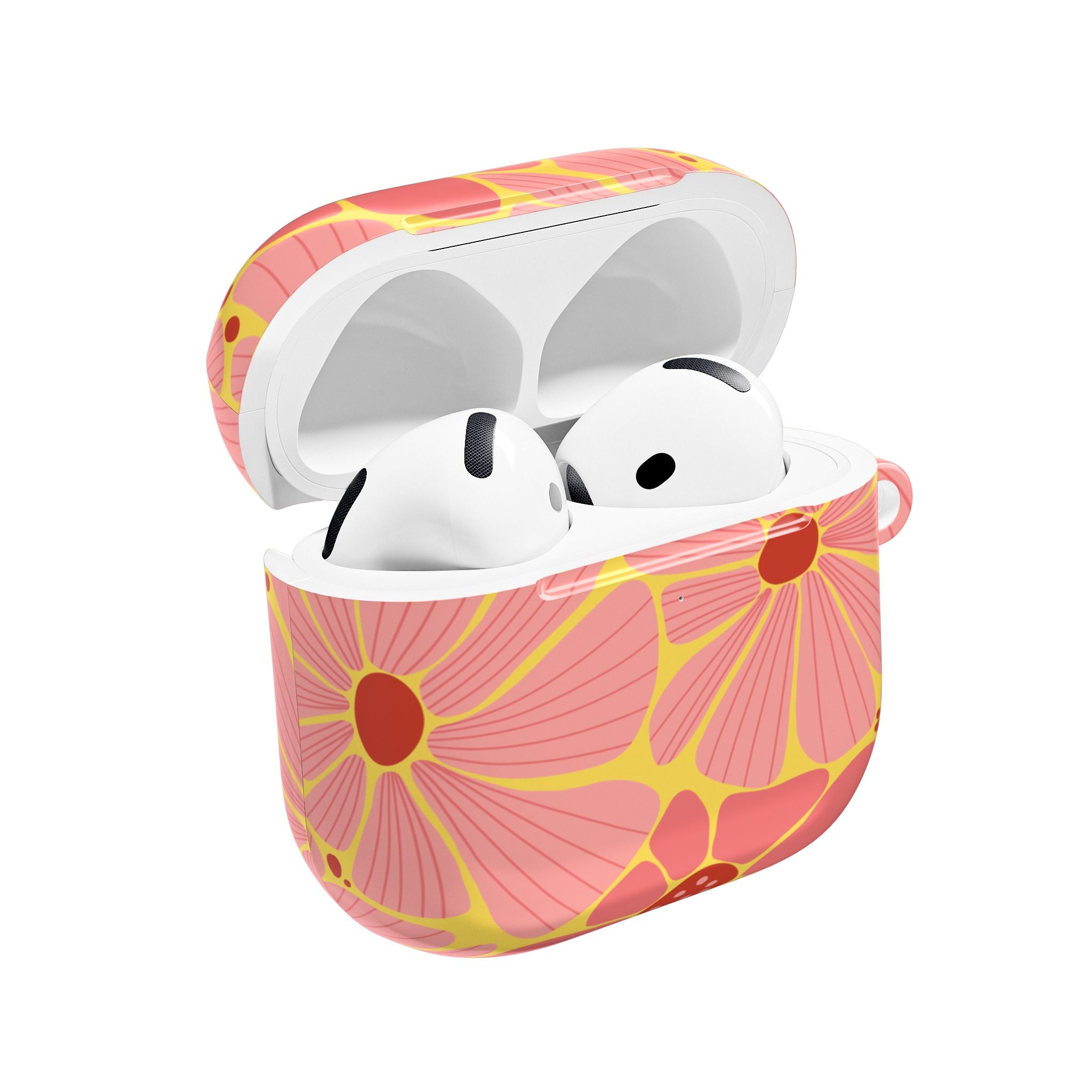 Floral Coral AirPod Case — Retro Pink & Yellow Flower Pattern