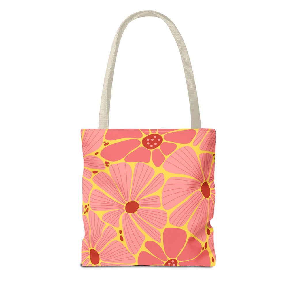 Floral Pink Daisies Tote Bag – Retro Summer Flower Market Tote