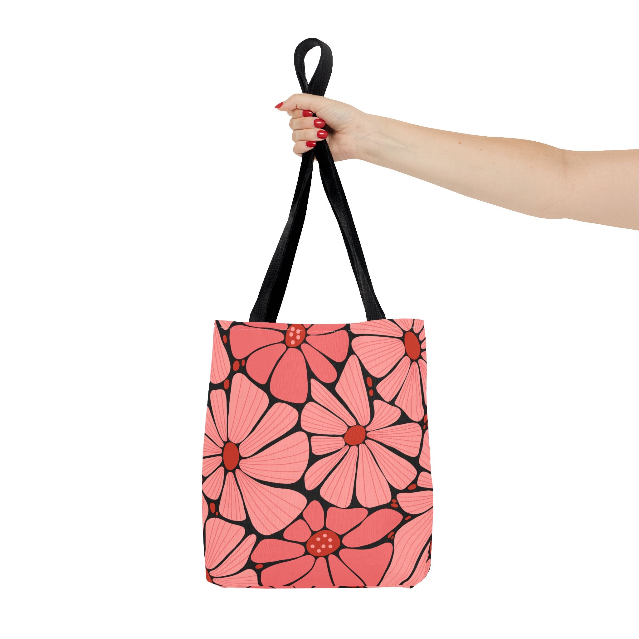 Pink Retro Floral Tote Bag - All-Over Print