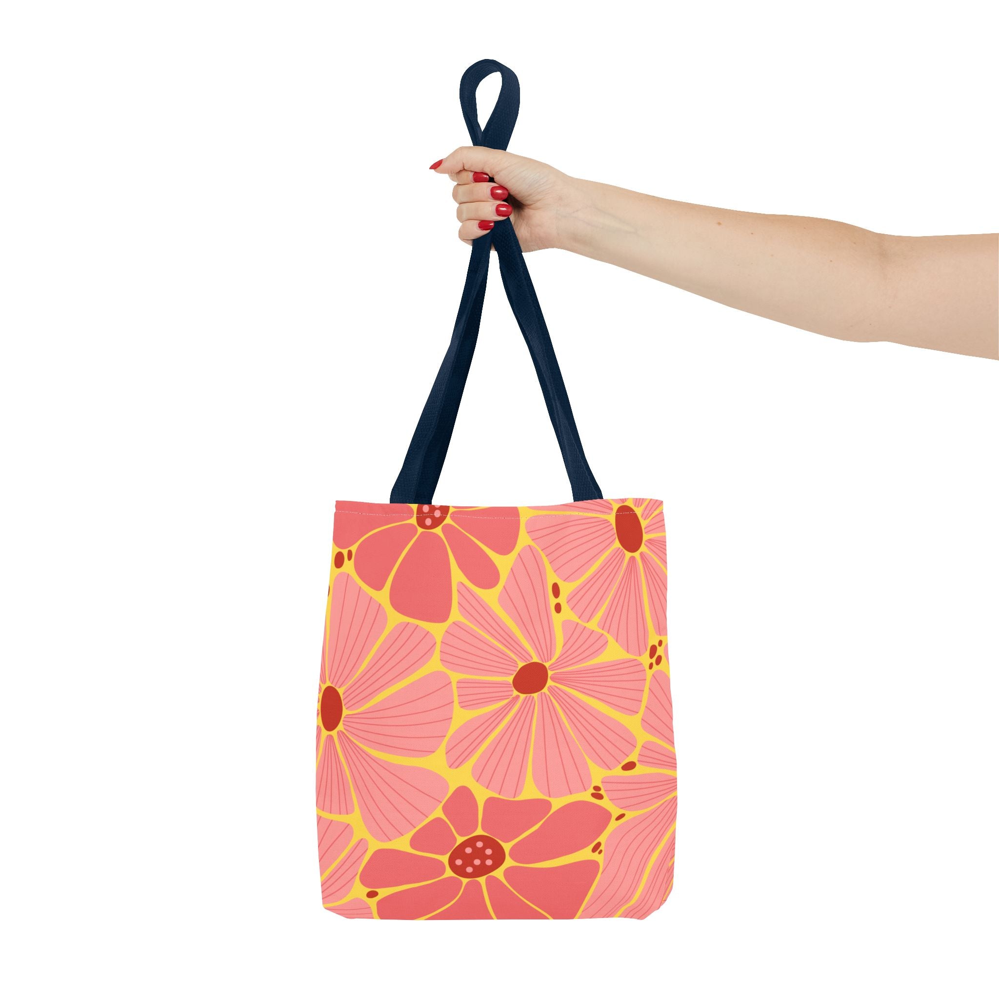 Floral Pink Daisies Tote Bag – Retro Summer Flower Market Tote