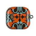 Floral Retro Pattern AirPod Case — Orange & Teal Decorative Earbud Cover