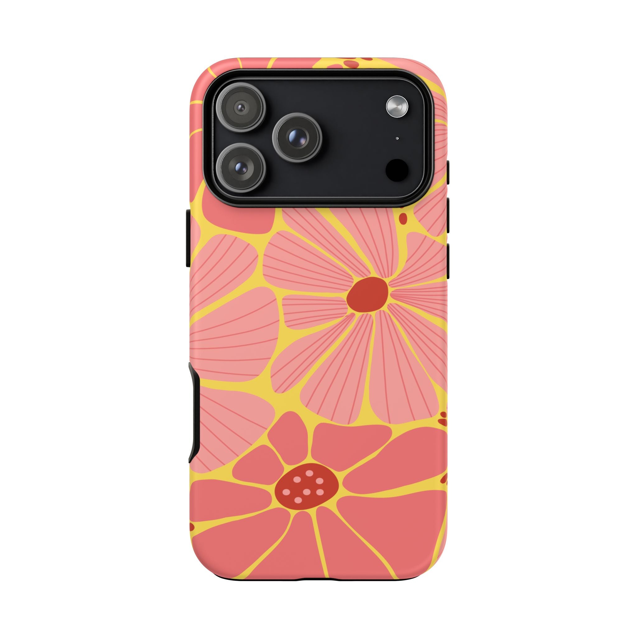 Floral Retro Phone Case – Pink & Coral Daisy Protective Cover