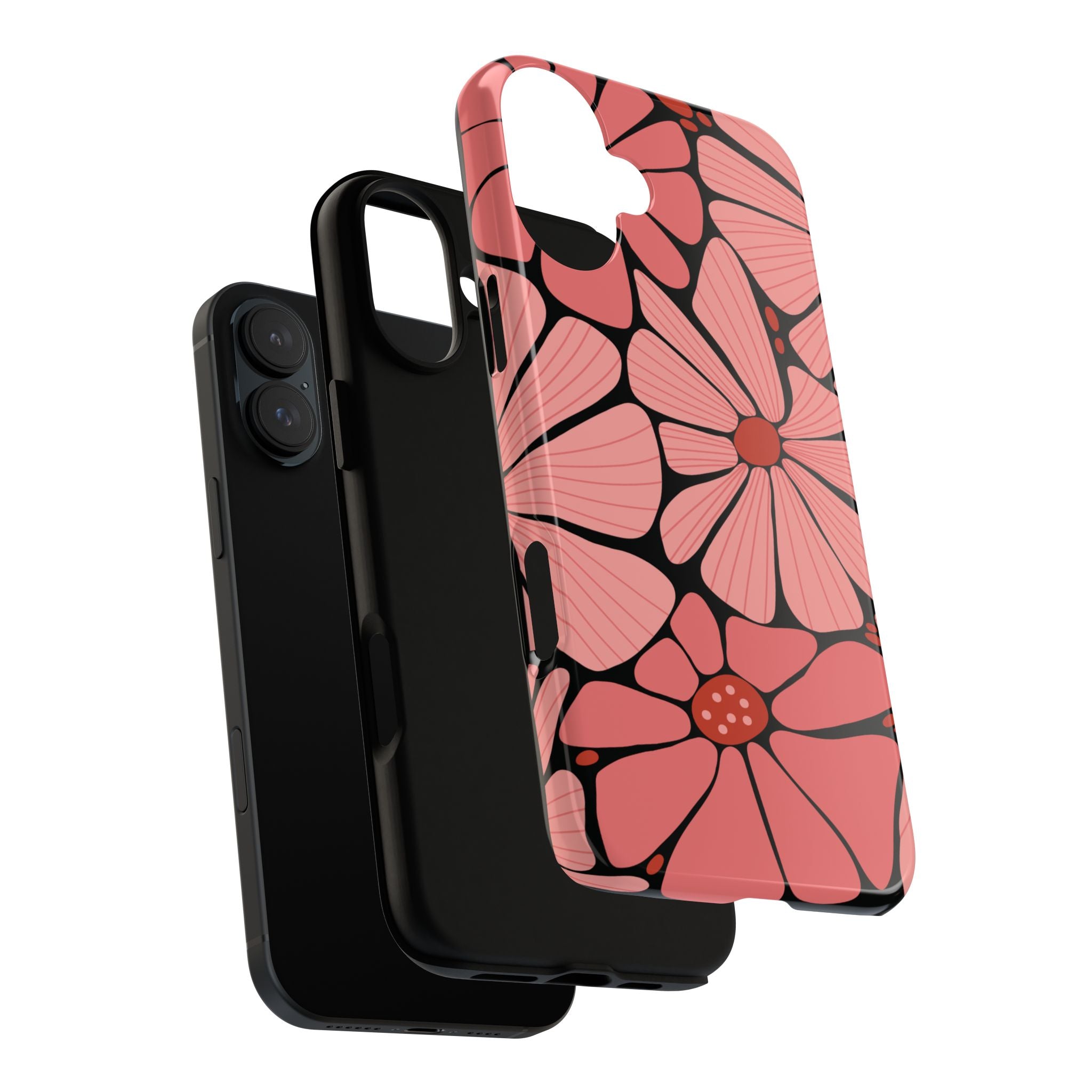 Floral Art Deco Tough Phone Case — Orange & Teal Botanical Pattern