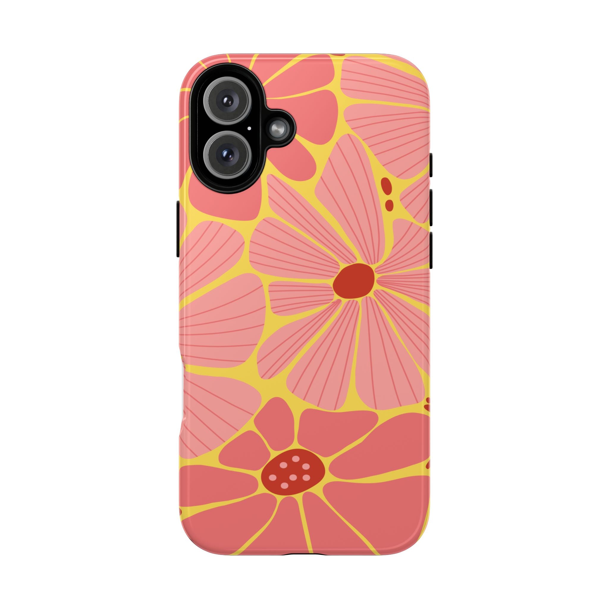 Floral Retro Phone Case – Pink & Coral Daisy Protective Cover