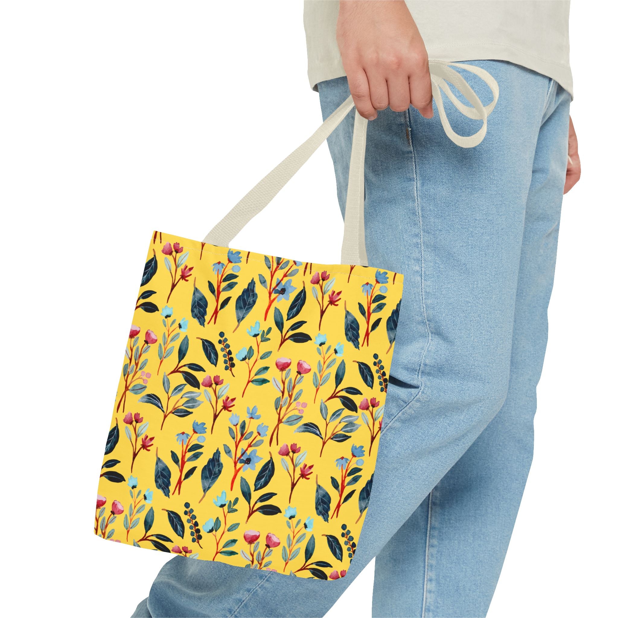 Floral Yellow Tote Bag – Bright Botanical All-Over Print
