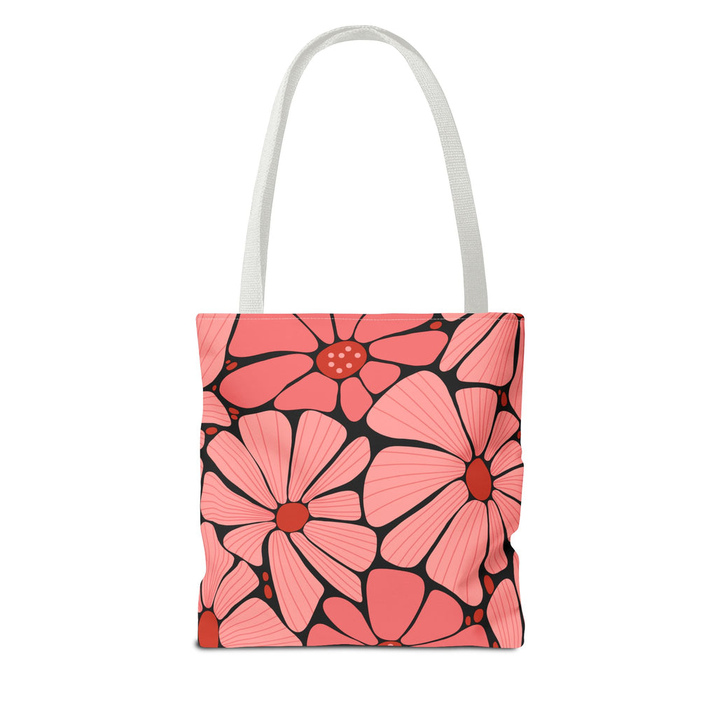 Pink Retro Floral Tote Bag - All-Over Print