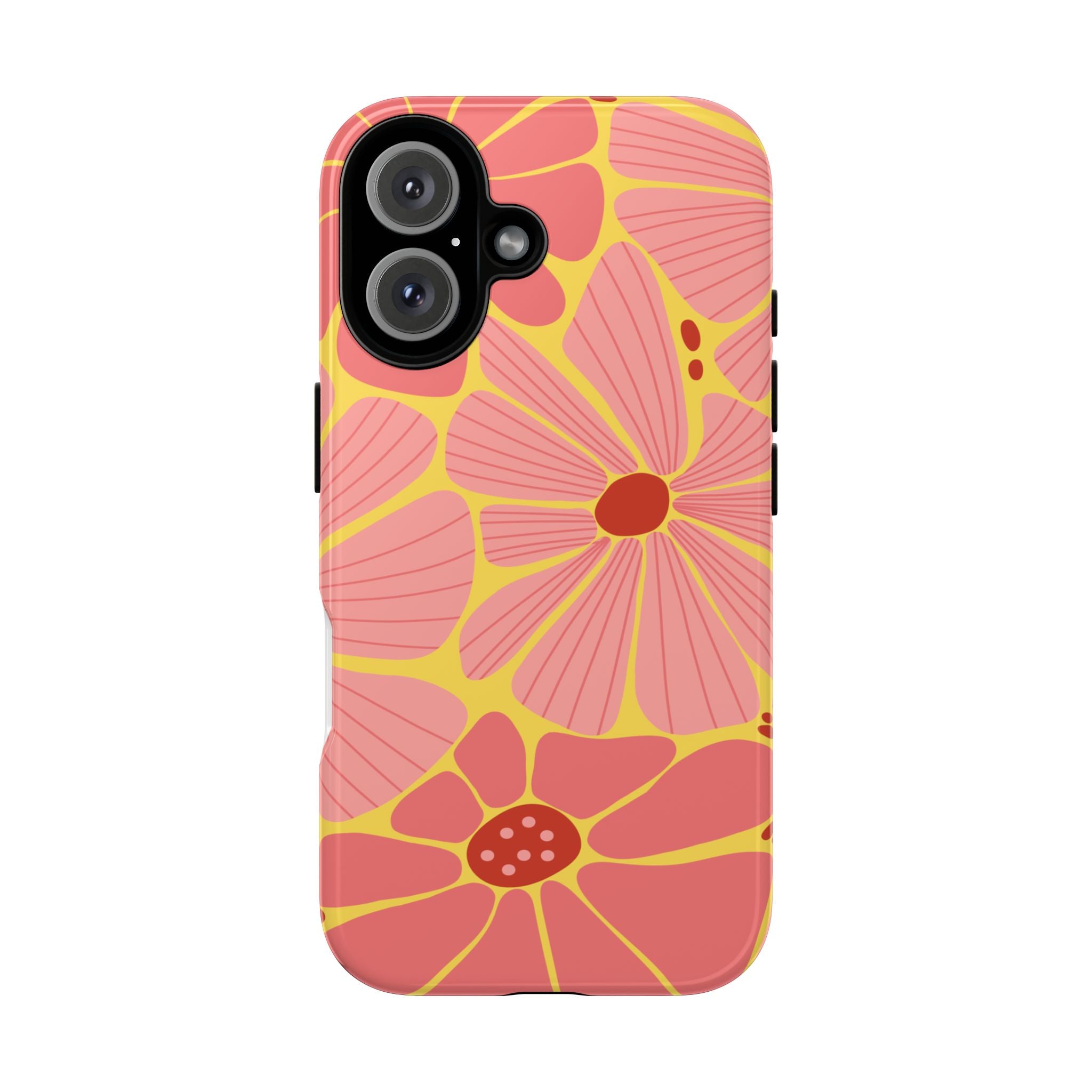 Floral Retro Phone Case – Pink & Coral Daisy Protective Cover