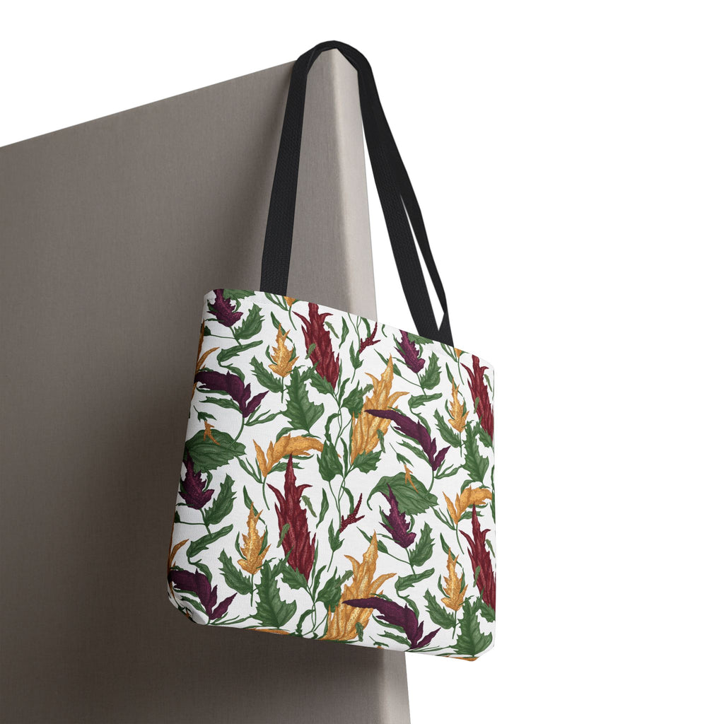 Autumn Feather Pattern Tote Bag – Colorful Fall Leaves & Feathers All-Over Print