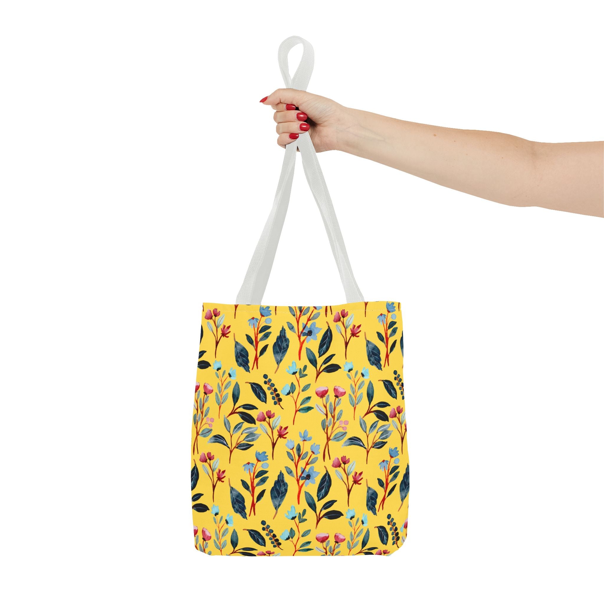 Floral Yellow Tote Bag – Bright Botanical All-Over Print