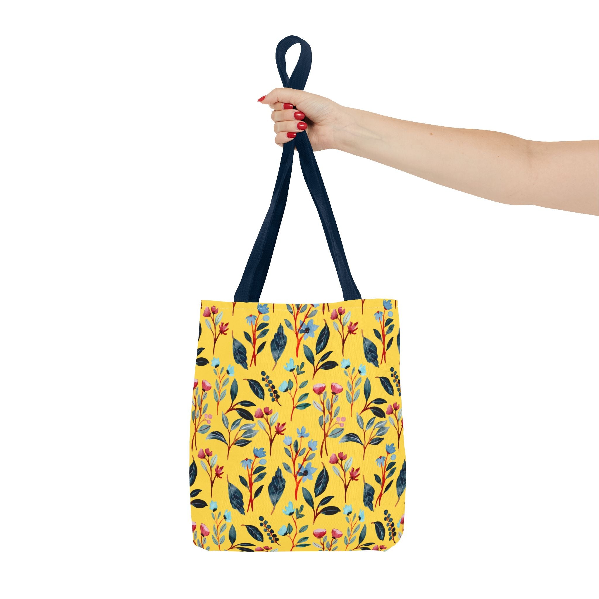Floral Yellow Tote Bag – Bright Botanical All-Over Print