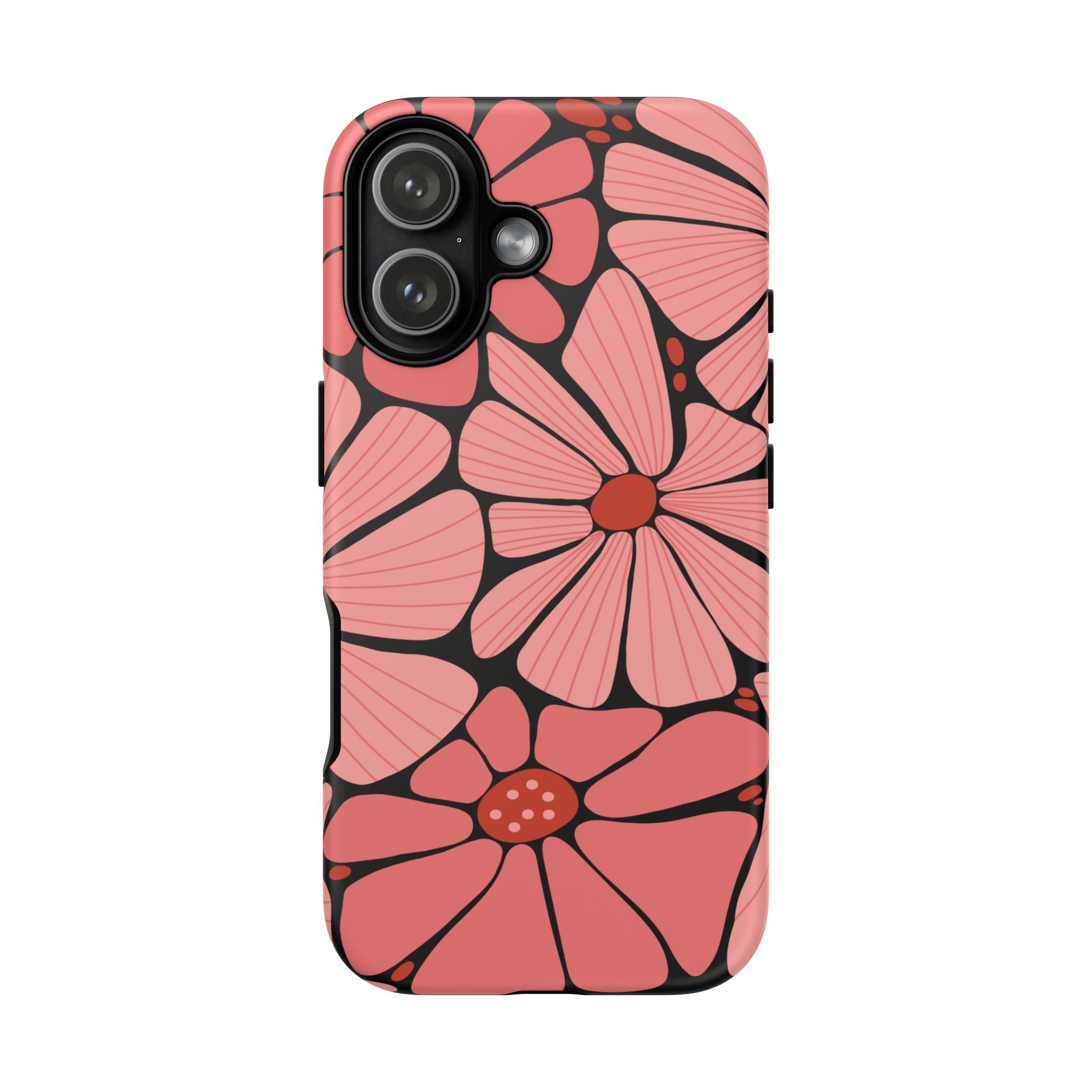 Floral Art Deco Tough Phone Case — Orange & Teal Botanical Pattern
