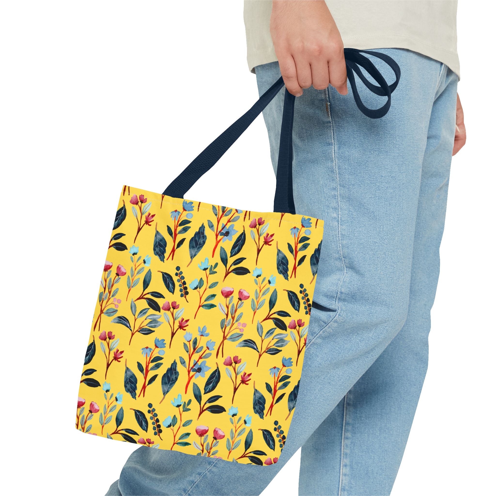 Floral Yellow Tote Bag – Bright Botanical All-Over Print