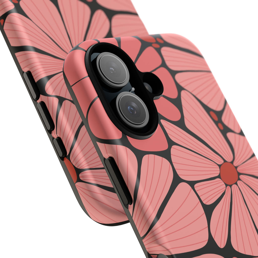 Floral Art Deco Tough Phone Case — Orange & Teal Botanical Pattern