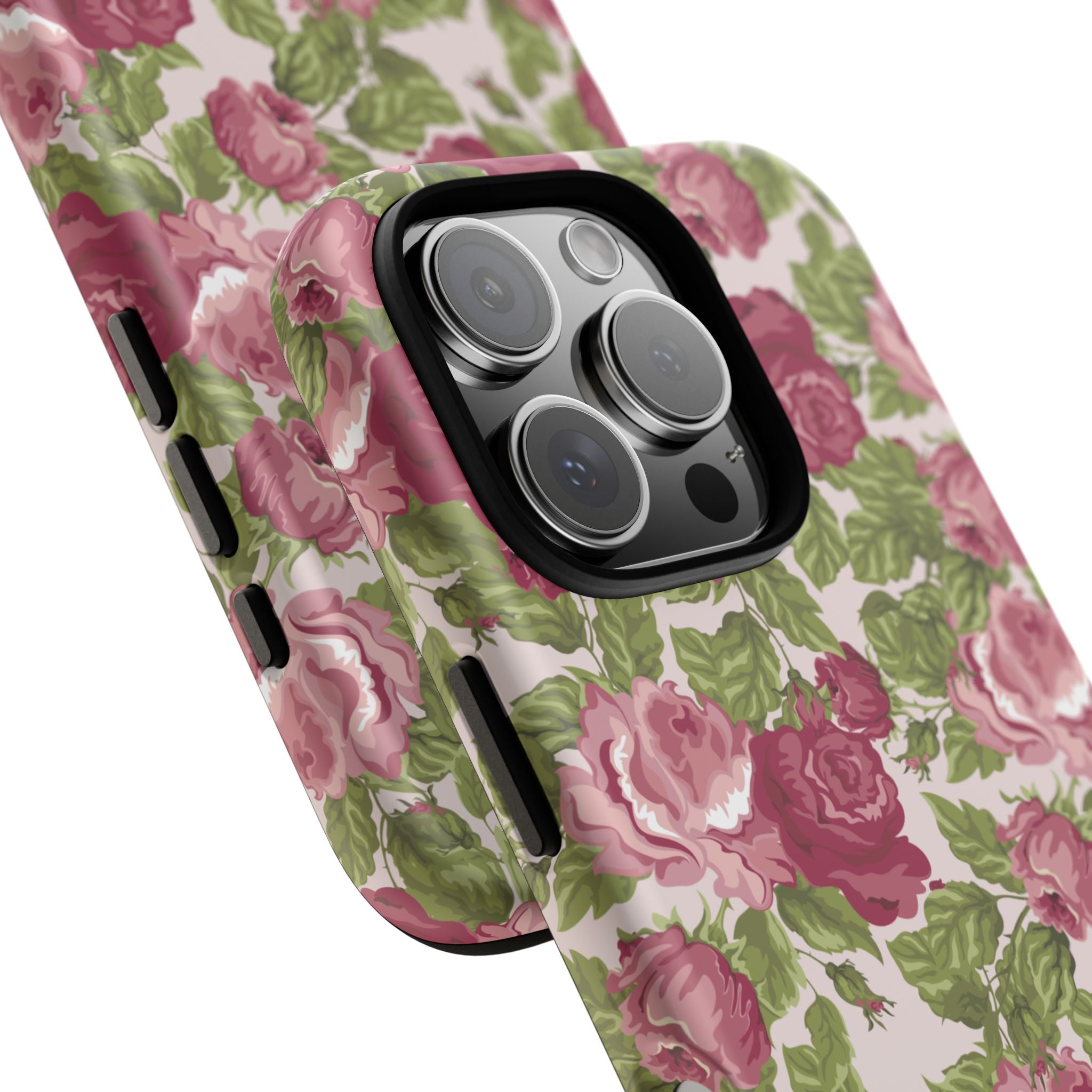Floral Vintage Rose Tough Phone Case — Pink Garden Protective Cover