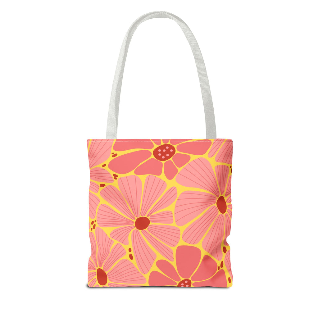 Floral Pink Daisies Tote Bag – Retro Summer Flower Market Tote