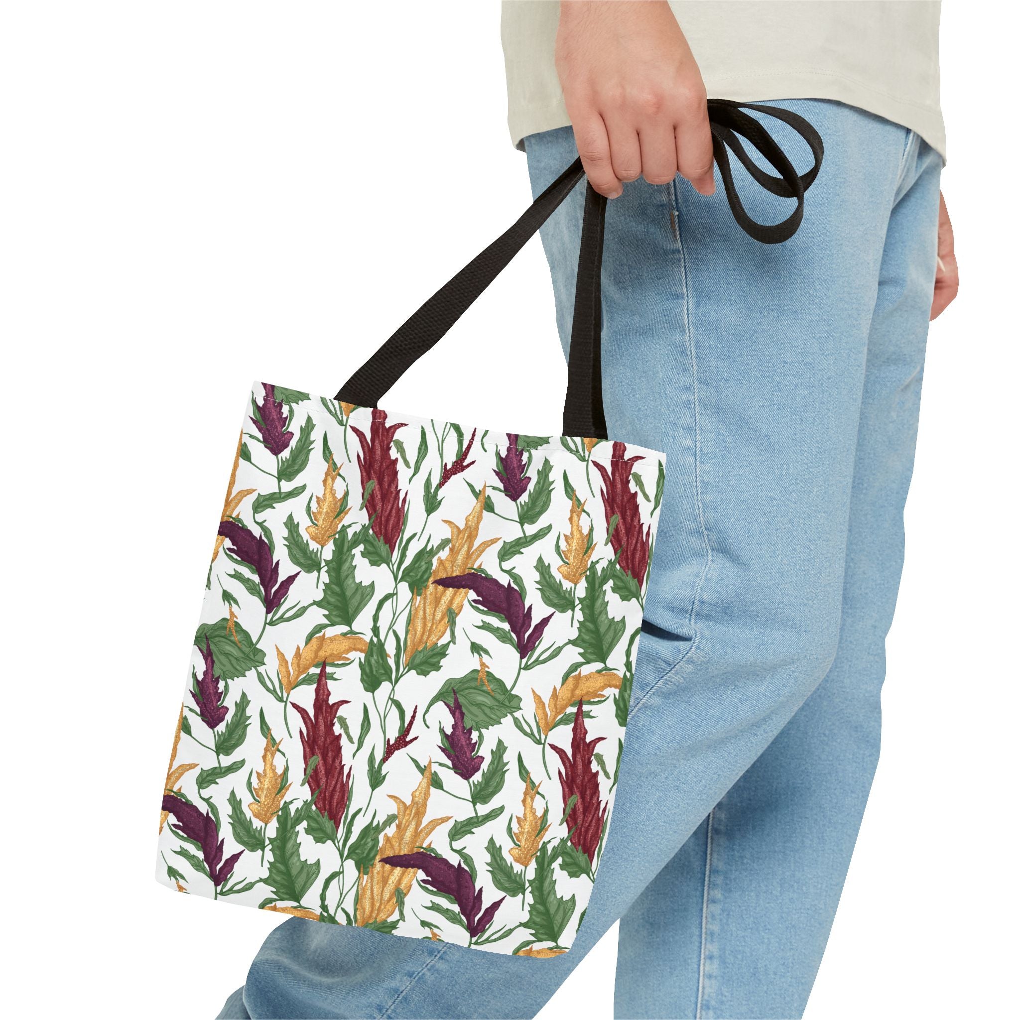 Autumn Feather Pattern Tote Bag – Colorful Fall Leaves & Feathers All-Over Print