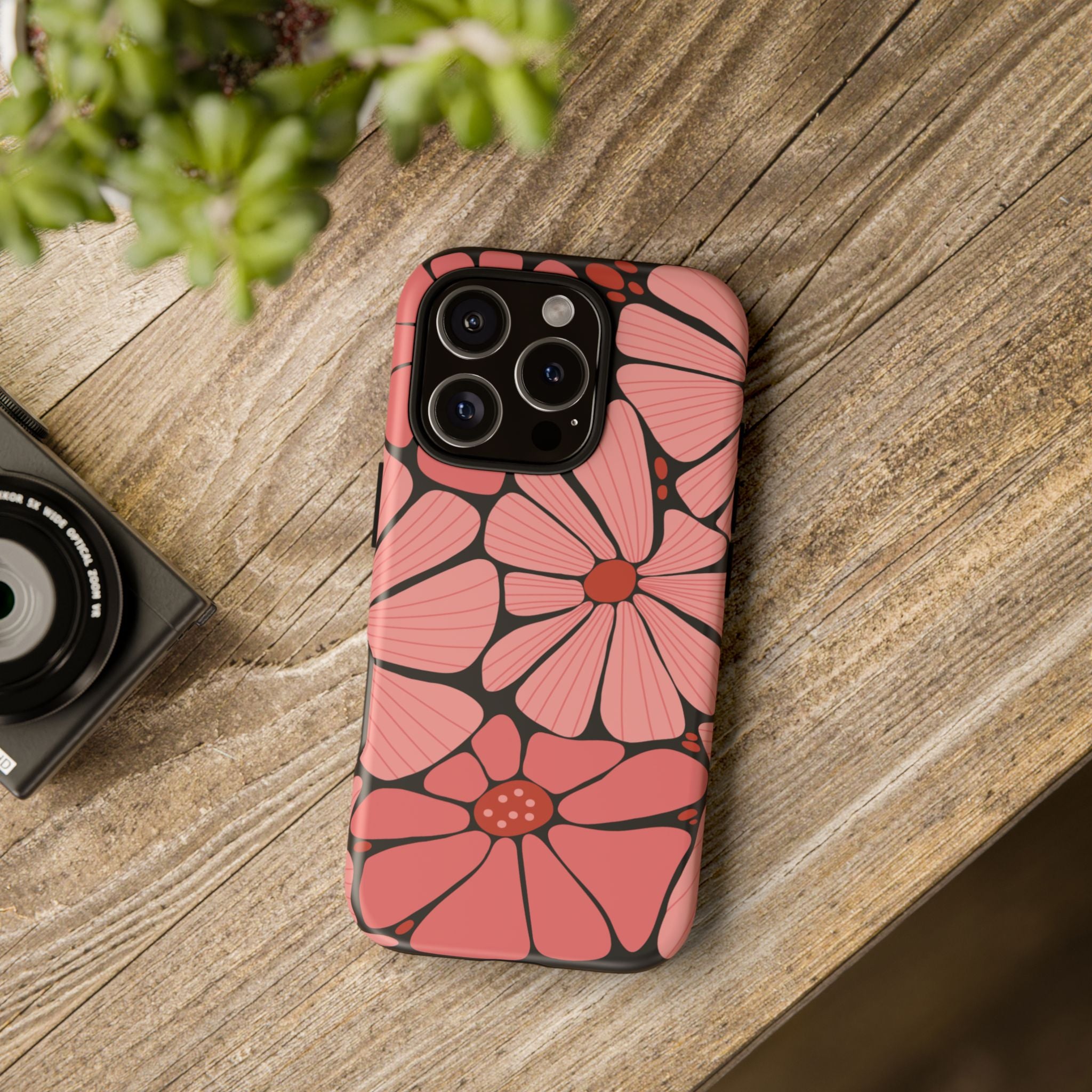 Floral Art Deco Tough Phone Case — Orange & Teal Botanical Pattern