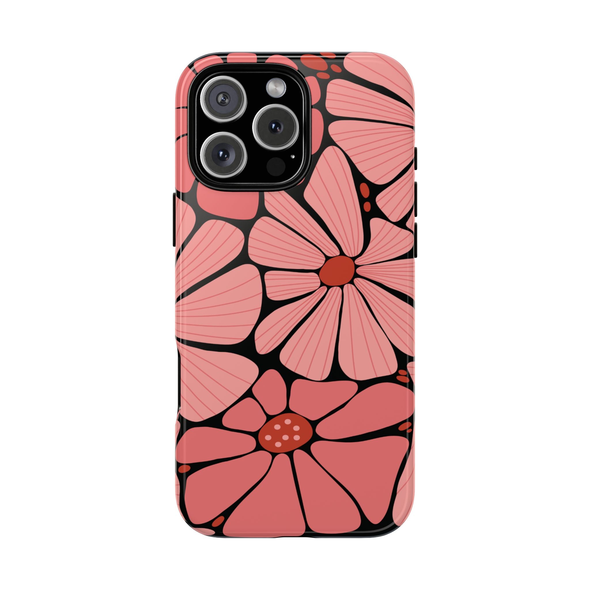 Floral Art Deco Tough Phone Case — Orange & Teal Botanical Pattern