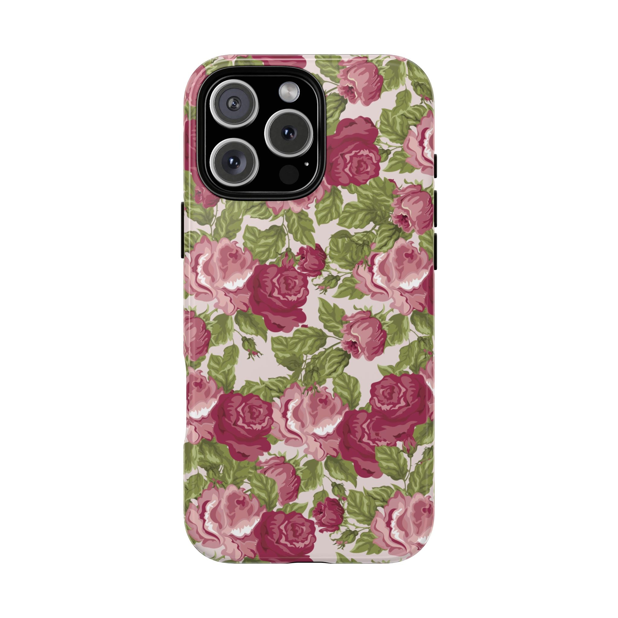 Floral Vintage Rose Tough Phone Case — Pink Garden Protective Cover