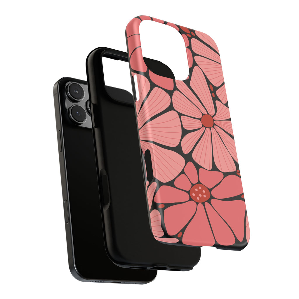 Floral Art Deco Tough Phone Case — Orange & Teal Botanical Pattern