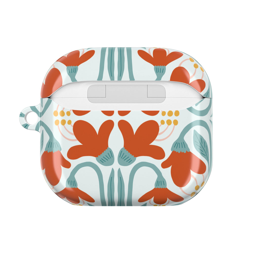 Floral Folk Art AirPod Case – Retro Orange & Teal Flower Pattern