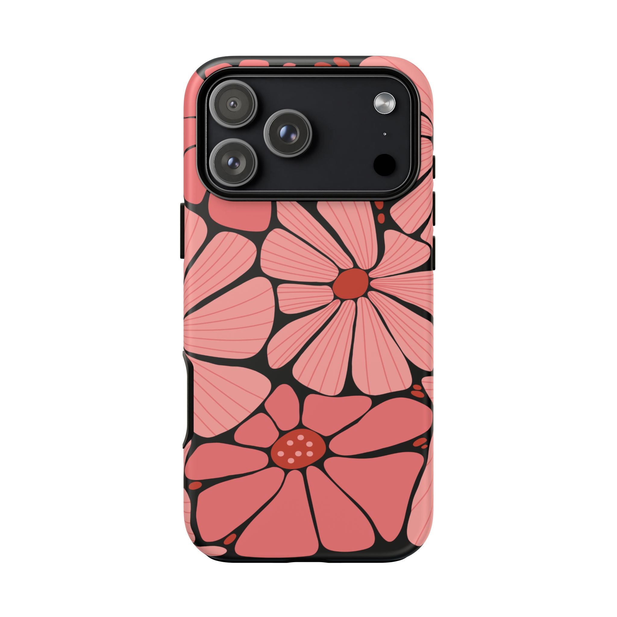 Floral Art Deco Tough Phone Case — Orange & Teal Botanical Pattern