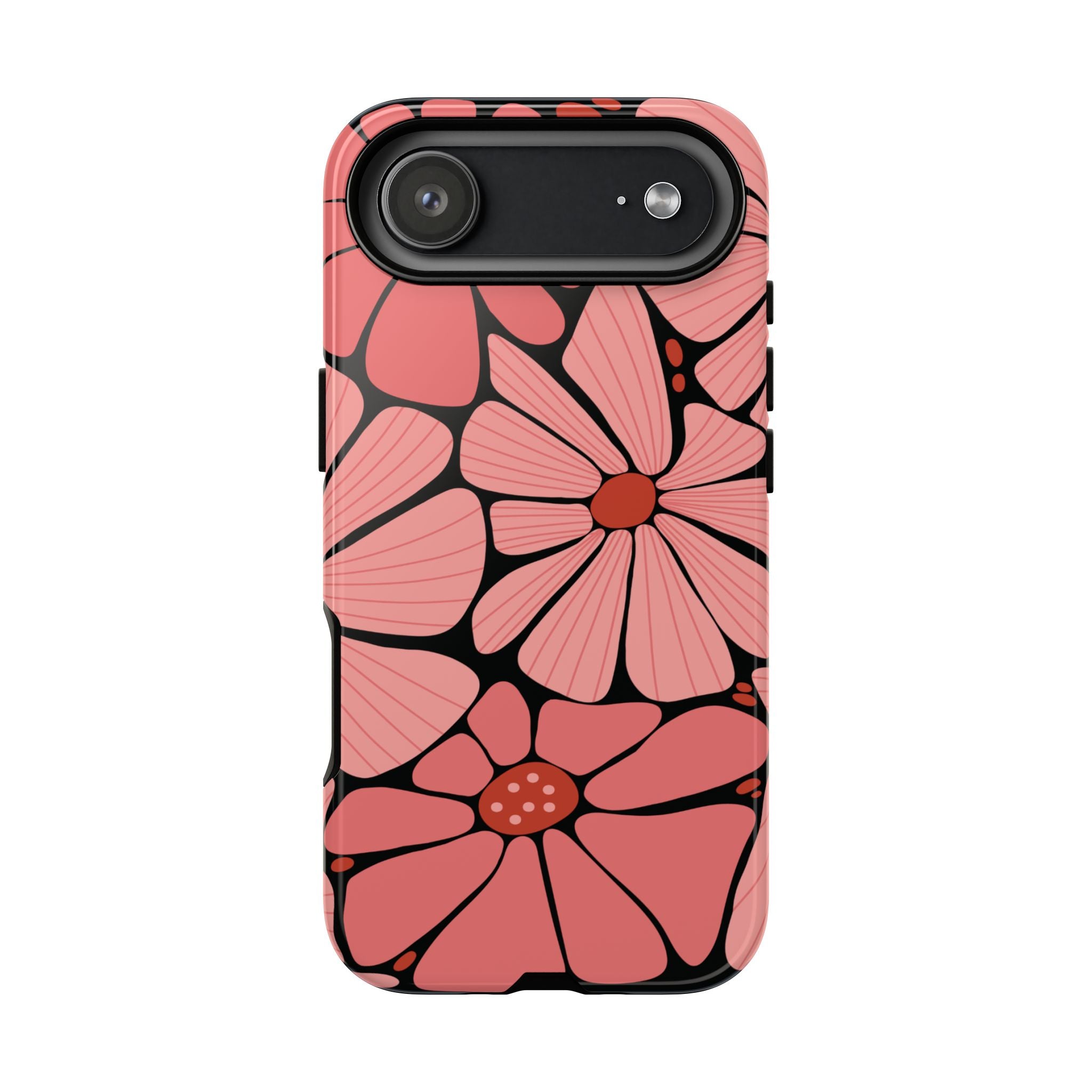 Floral Art Deco Tough Phone Case — Orange & Teal Botanical Pattern