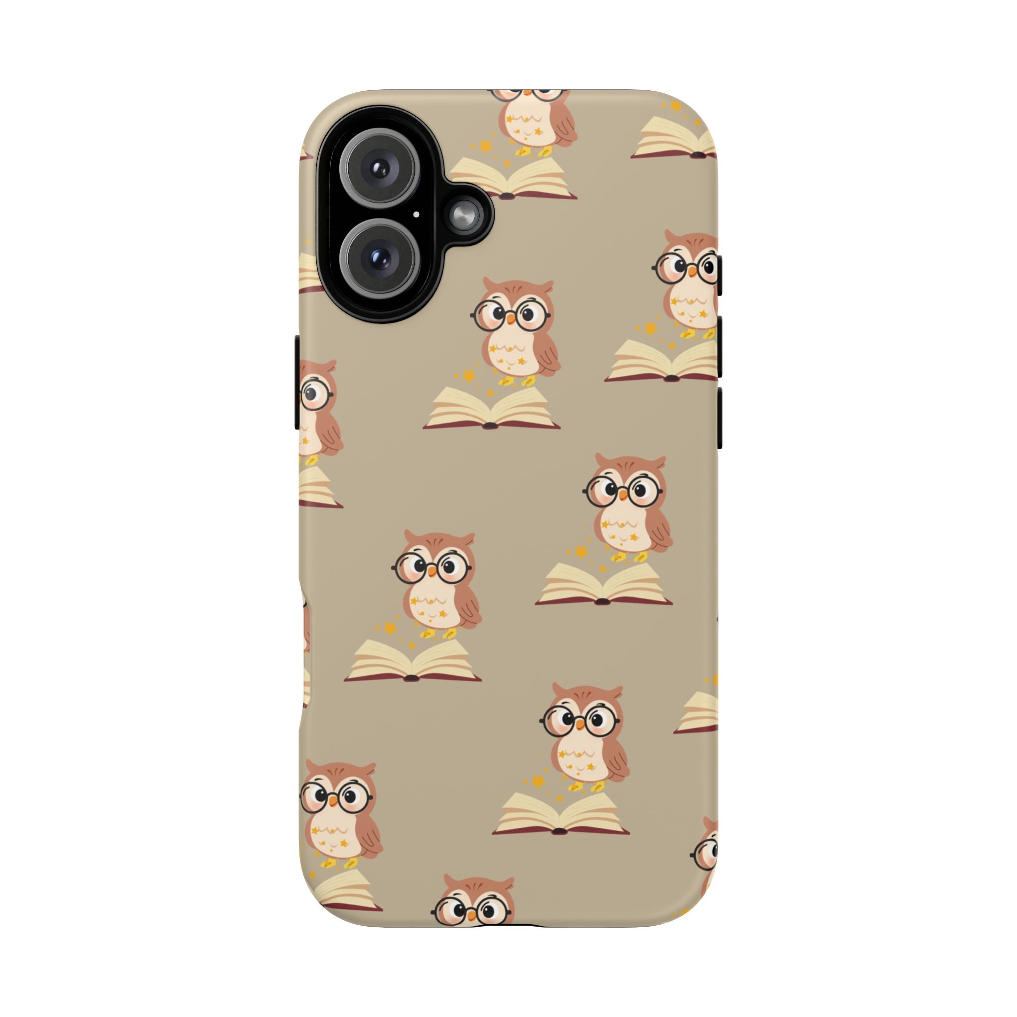 Owl & Book Pattern Tough Phone Case — Cute Study-Themed Protective Cover