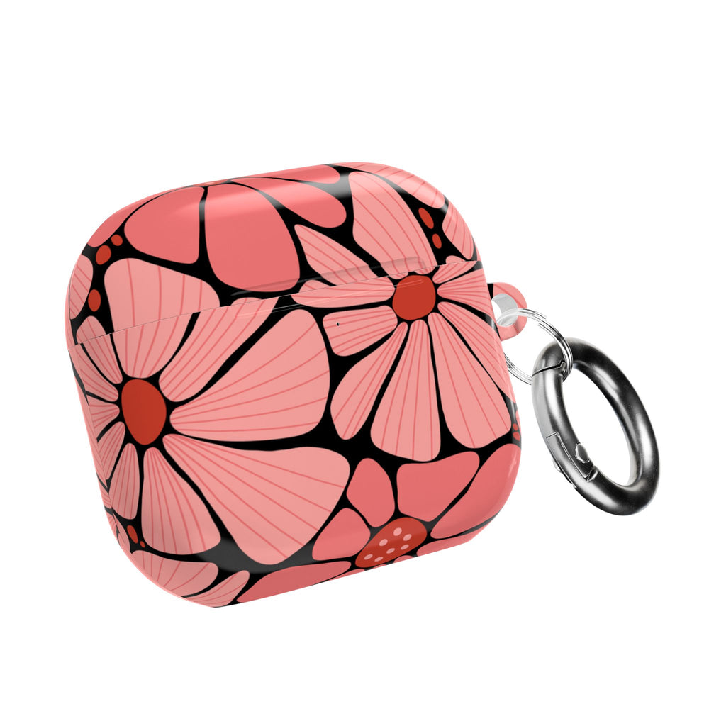 Floral Daisy AirPod Case — Pink Retro Flower Protective Cover