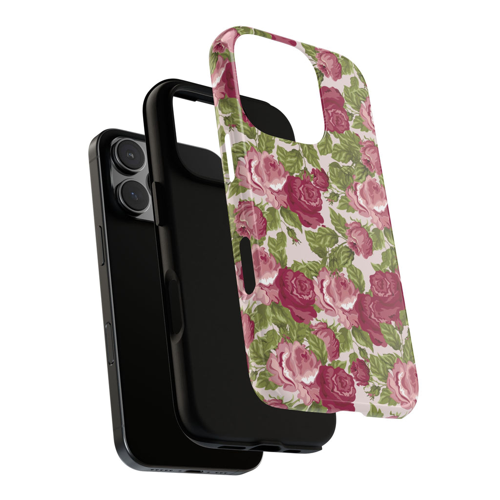 Floral Vintage Rose Tough Phone Case — Pink Garden Protective Cover