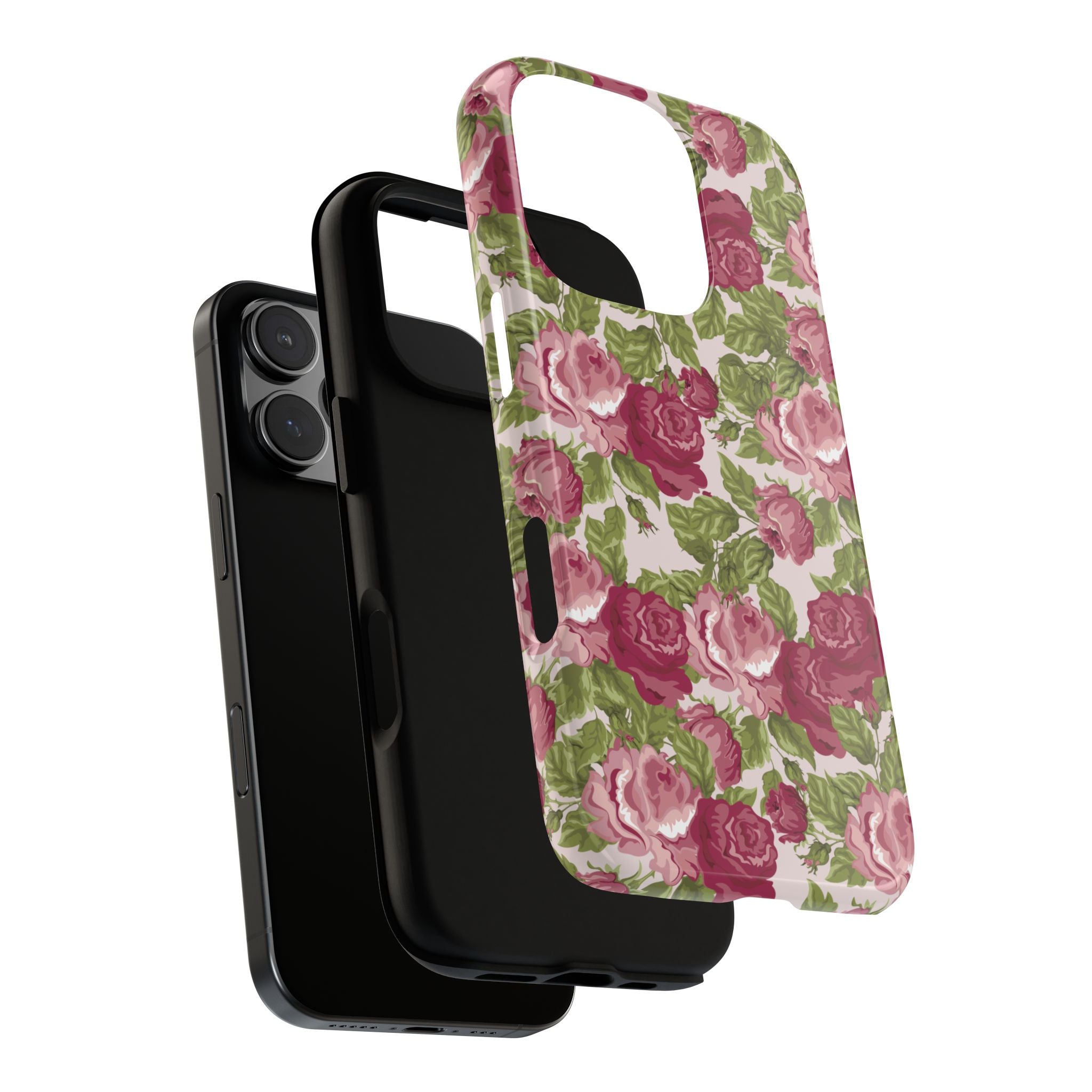 Floral Vintage Rose Tough Phone Case — Pink Garden Protective Cover