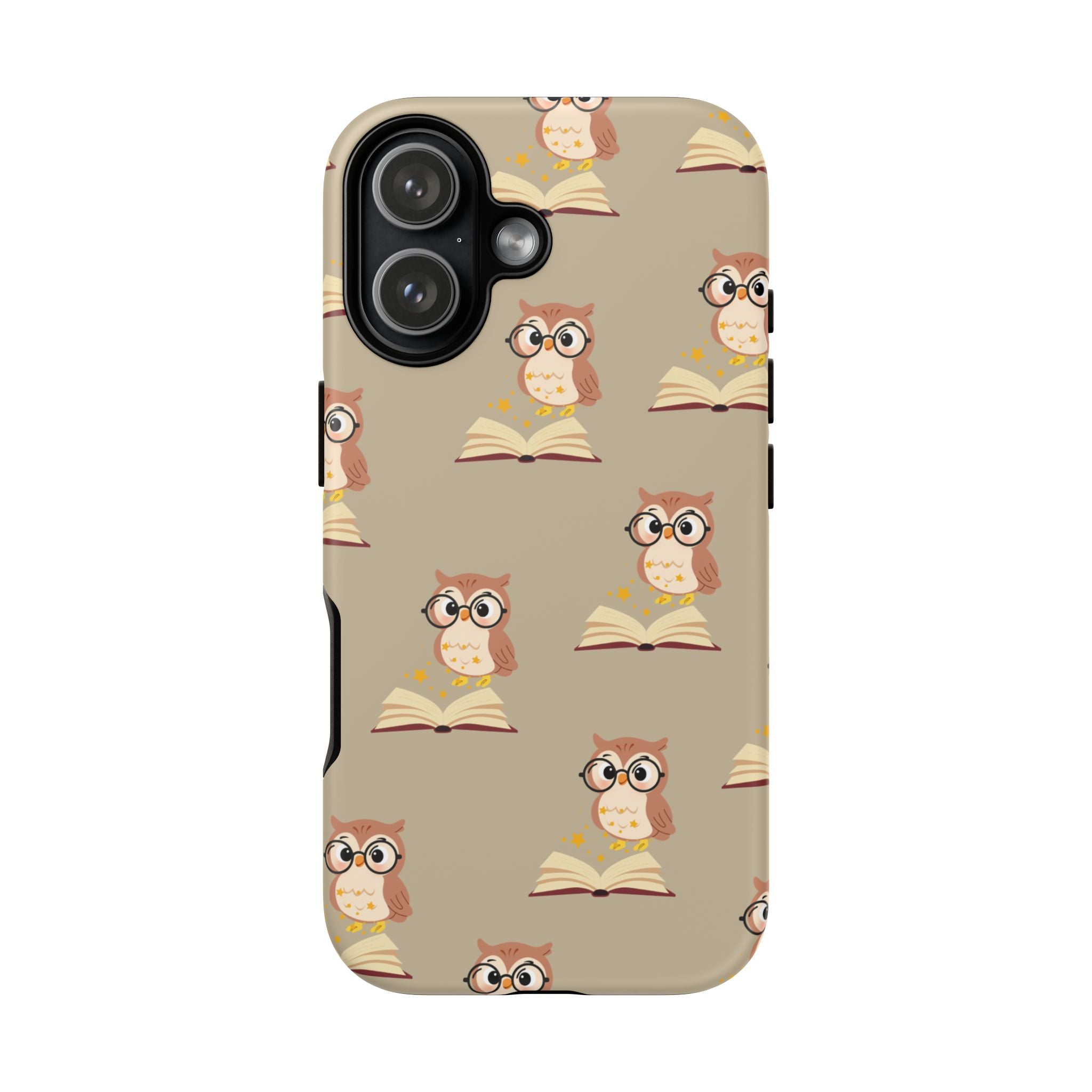 Owl & Book Pattern Tough Phone Case — Cute Study-Themed Protective Cover