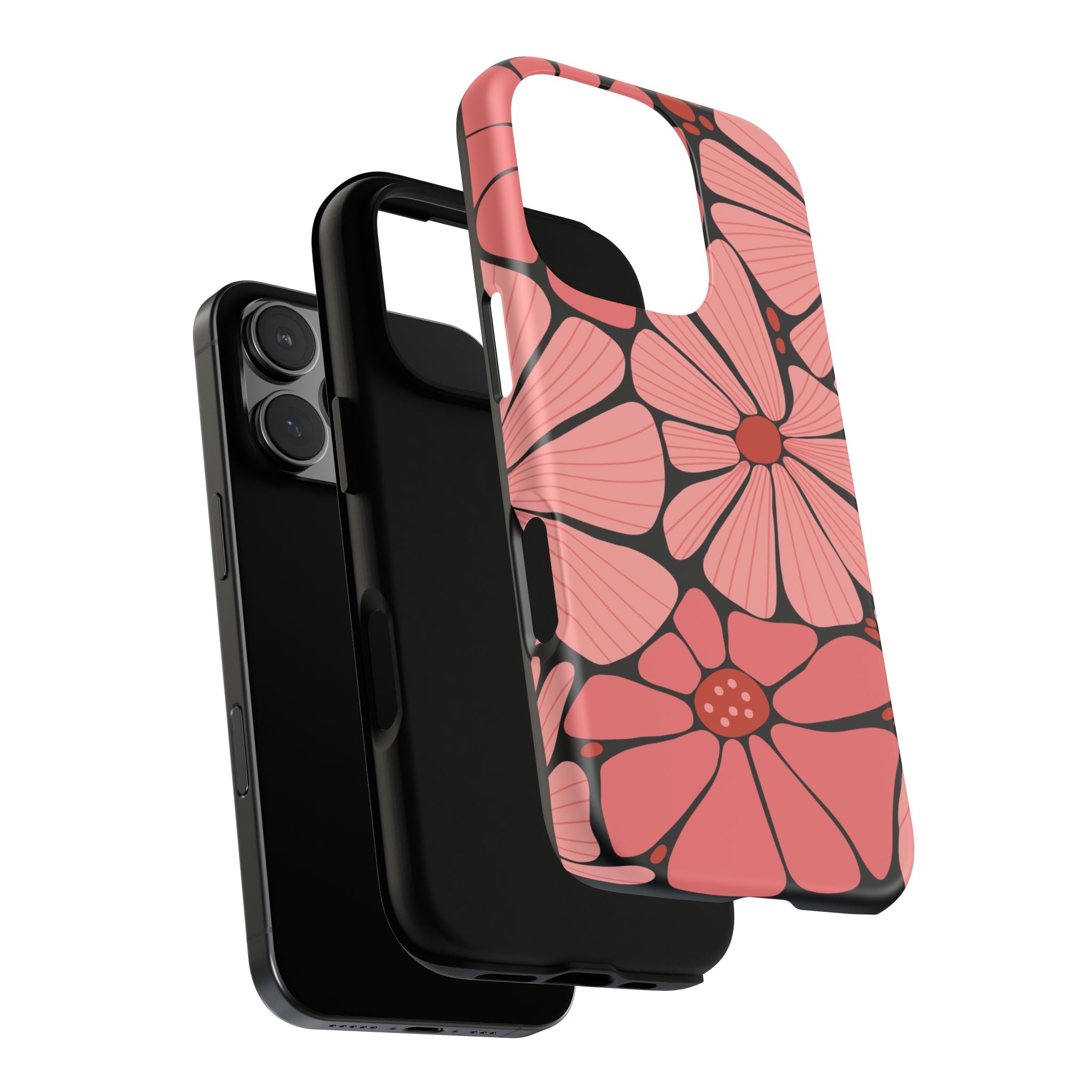Floral Art Deco Tough Phone Case — Orange & Teal Botanical Pattern