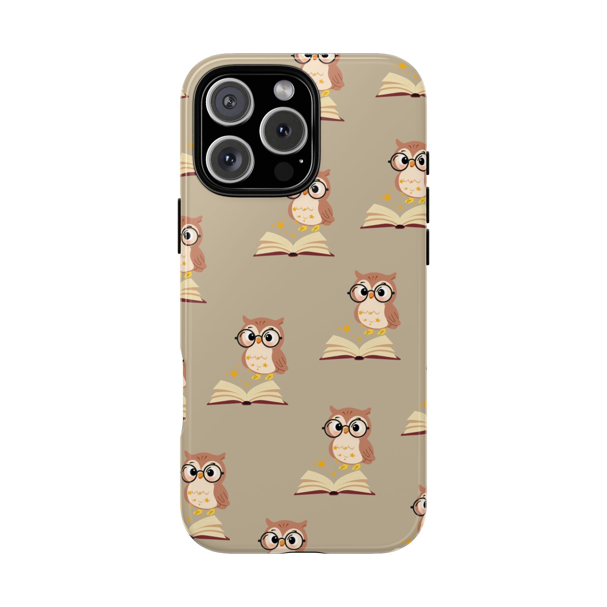 Owl & Book Pattern Tough Phone Case — Cute Study-Themed Protective Cover
