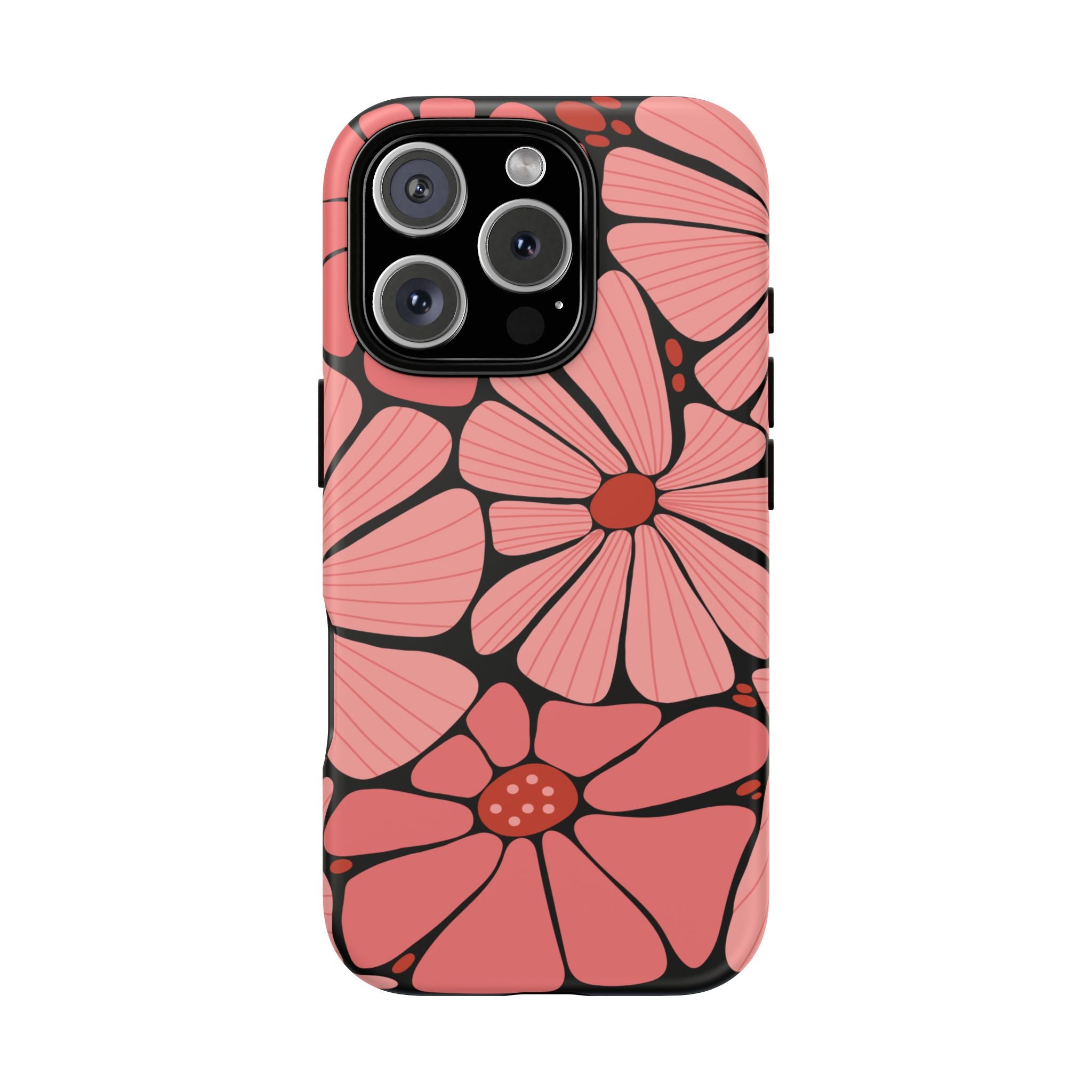 Floral Art Deco Tough Phone Case — Orange & Teal Botanical Pattern