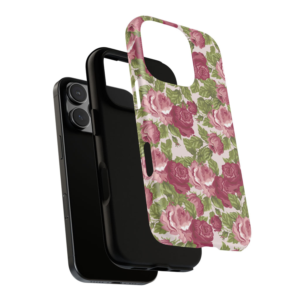 Floral Vintage Rose Tough Phone Case — Pink Garden Protective Cover