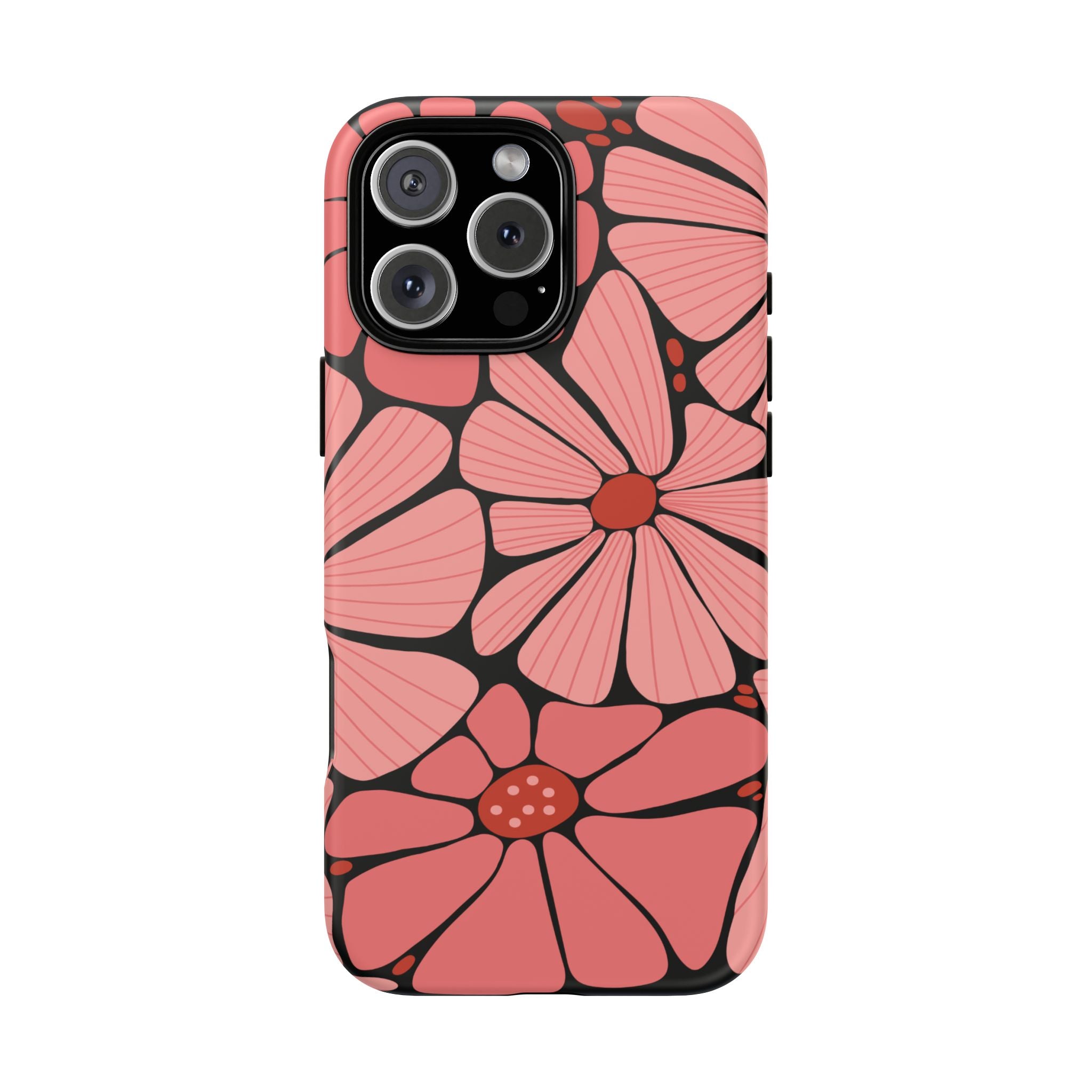 Floral Art Deco Tough Phone Case — Orange & Teal Botanical Pattern
