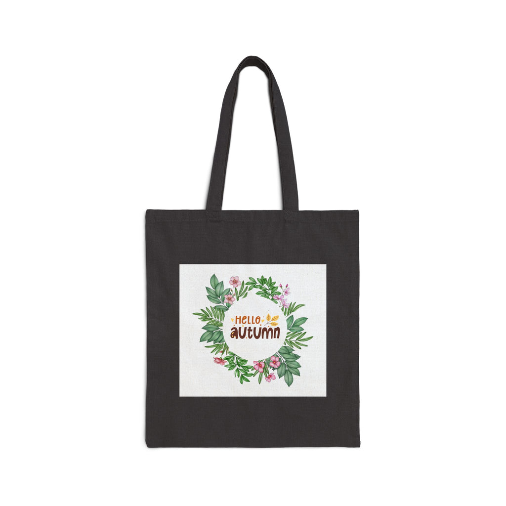 Hello Autumn Canvas Tote Bag – Floral Fall Wreath Reusable Shopper